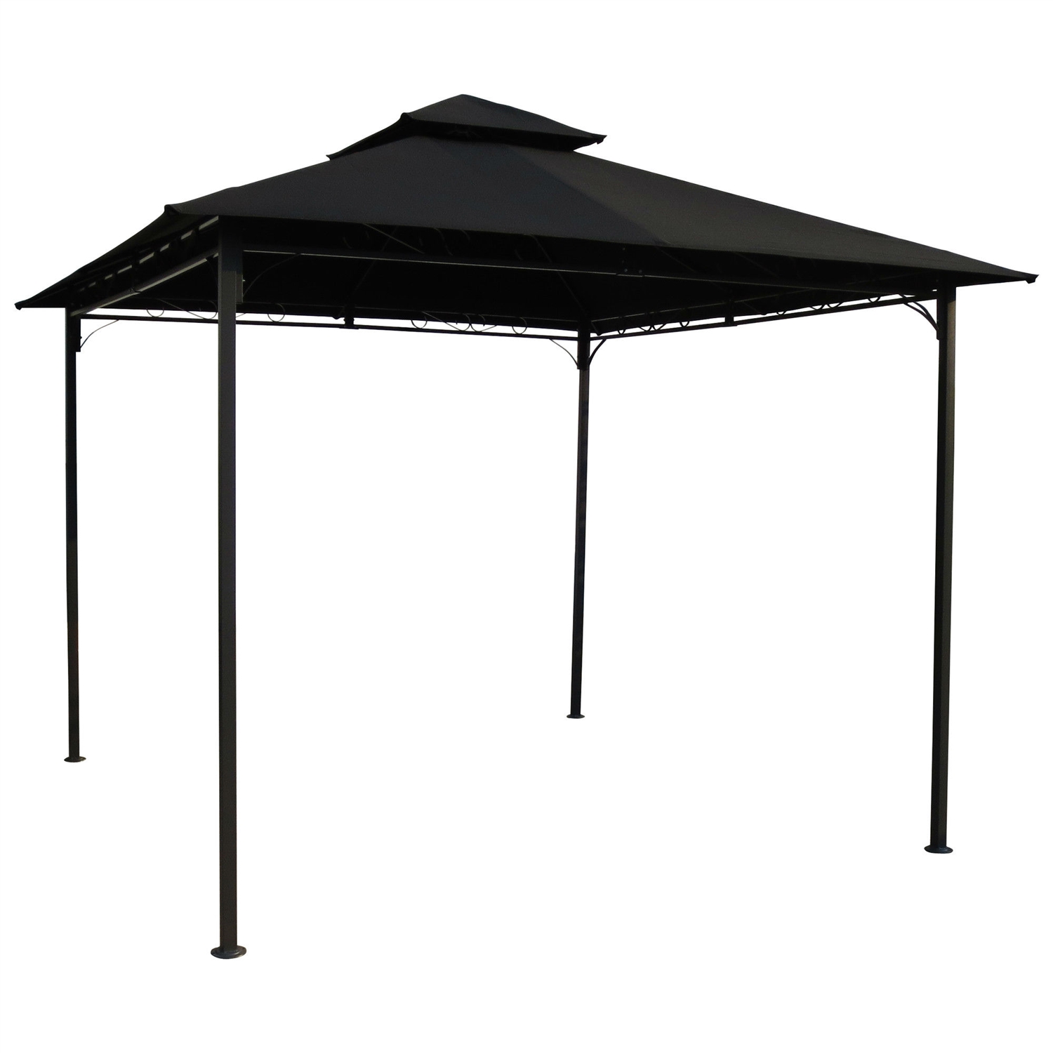 10-Ft x 10-Ft Outdoor Gazebo with Black Weather Resistant Fabric Canopy