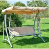Sturdy 3-Person Outdoor Patio Porch Canopy Swing in Sand Color