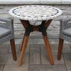 Round 30-inch Bistro Style Outdoor Patio Table with Marble Tile Top