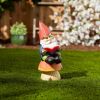 Gnome Figurine Reading Atop a Mushroom – Solar Powered