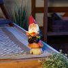 Gnome Figurine Reading Atop a Mushroom – Solar Powered
