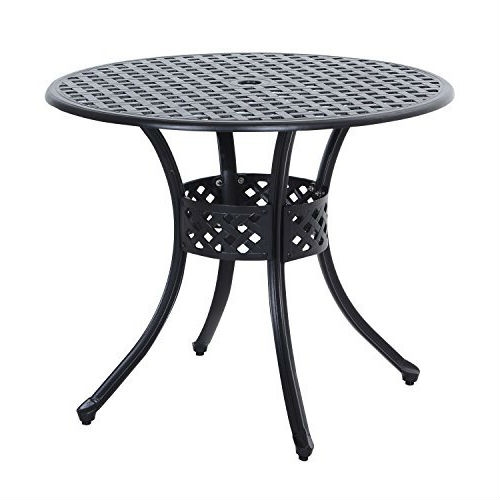 Round Metal 33-inch Outdoor Patio Table in Black Cast Aluminum