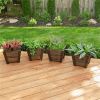 Set of 4 - Small Nursery Style Wooden Garden Planters