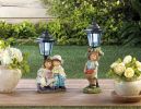 Child Garden Figurine w/Basket of Apples & Light-Up Land Post
