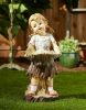 Solar Bird Feeder - Little Girl with Seed Basket and Glowing Bird