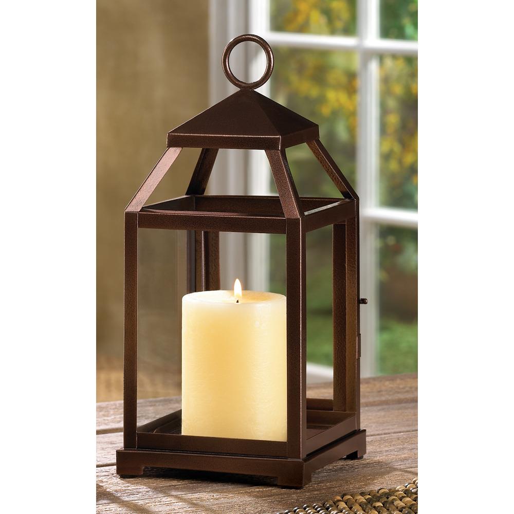 Burnished Copper Candle Lantern - 12 inches