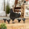 Outdoor Figurine Featuring a Mother Hen Eating w/her 4 Chicks