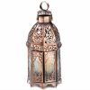 Beautiful Lacy Cutout Copper-Tone Candle Lantern - 9.5 inches