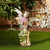 Magical Fairy Figurine with Illuminated Flowers - Polyresin