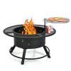 Camping Outdoor Wood Burning Fire Pit with Swivel BBQ Grill Grate