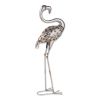 Majestic Standing Flamingo Yard Art w/ Rustic Metal Design