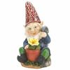 Gnome Figurine Tending his Potted Plant w/ his Light Up Hat