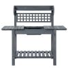 Outdoor Grey Wood Potting Bench Expandable Top with Food Grade Plastic Sink