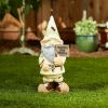 Patriotic Gnome Figurine Carrying "Support Our Troops" Sign