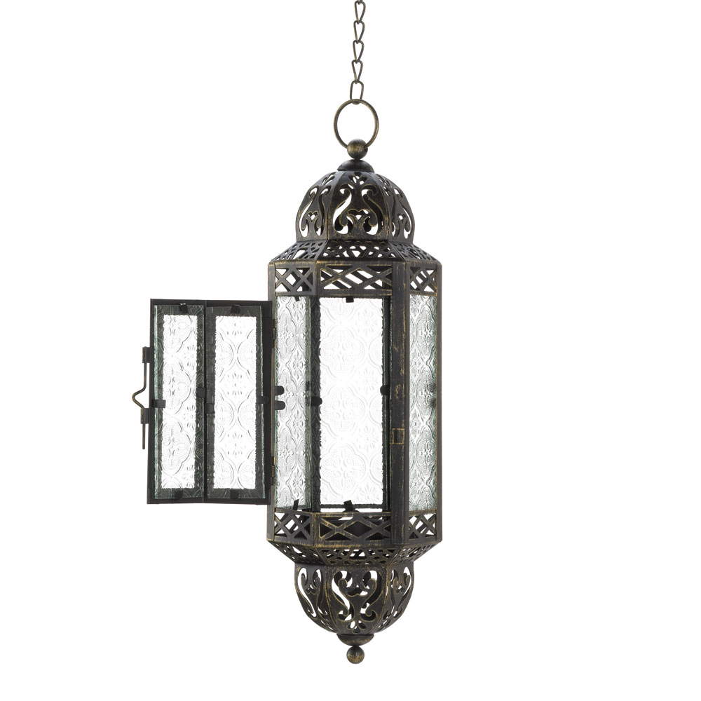 Victorian Hanging Candle Lantern - 13 inches