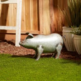 Galvanized Metal Pig Garden Figurine