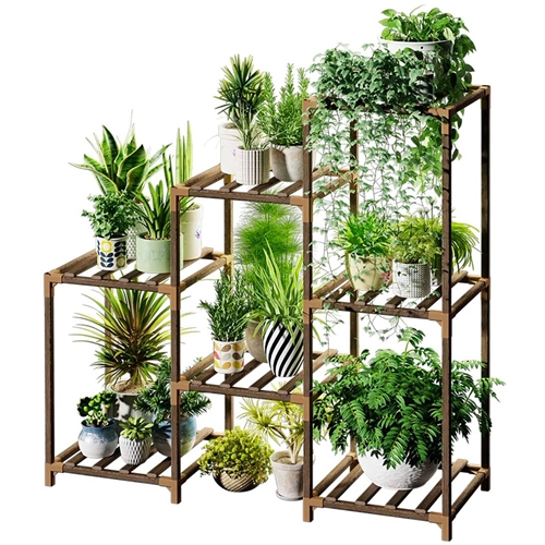 3-Tier Indoor Outdoor Wooden Plant Stand Planter Shelf
