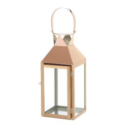 Rose Gold Stainless Steel Candle Lantern - 15.25 inches