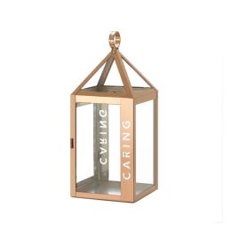 Rose Gold Stainless Steel Caring Candle Lantern - 14 inches