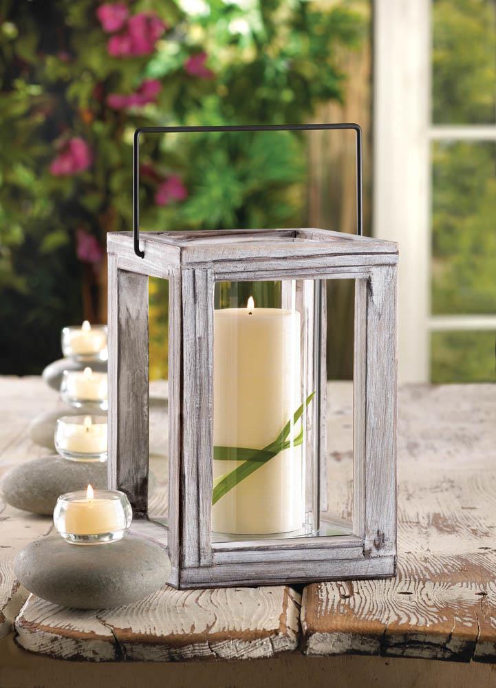 Rustic Wood Natural Candle Lantern - 9 inches
