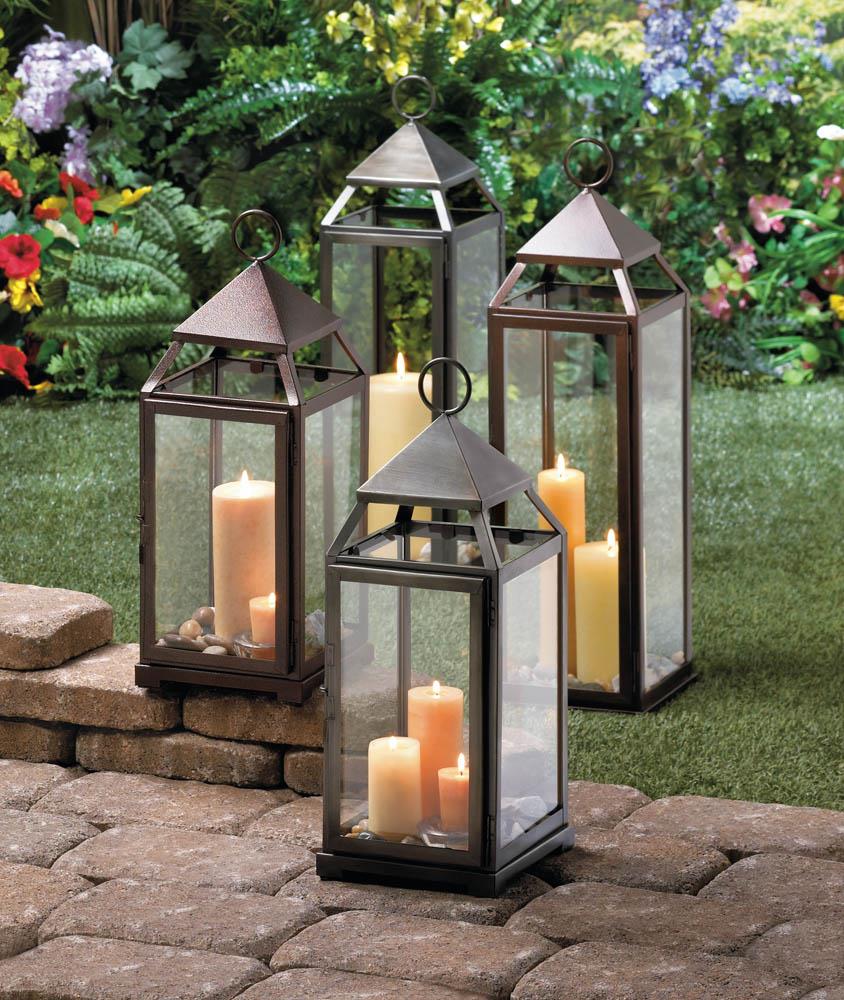 Brushed Silver Modern Candle Lantern - 18 inches