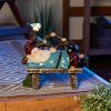 Gnome Figurine Napping on a Bench w/ a Friendly Light-Up Bird