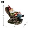 Rocking Chair Gnome Figurine Napping with Solar Light Up Bird