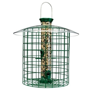 Wild Bird Feeder with Domed Cage in Green