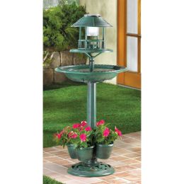 Solar Birdbath with 4 Planting Containers at the Base