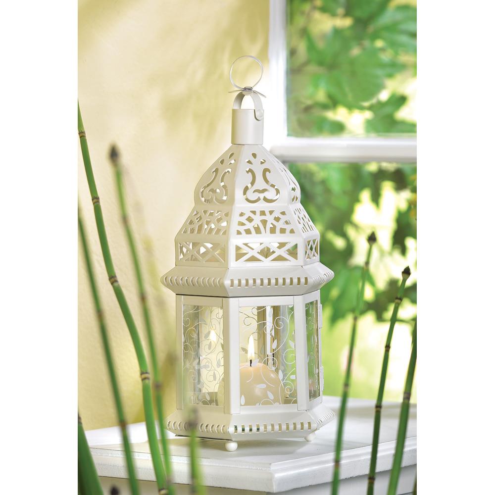 Vine Patterned Glass Garden Lantern - 12.5 inches