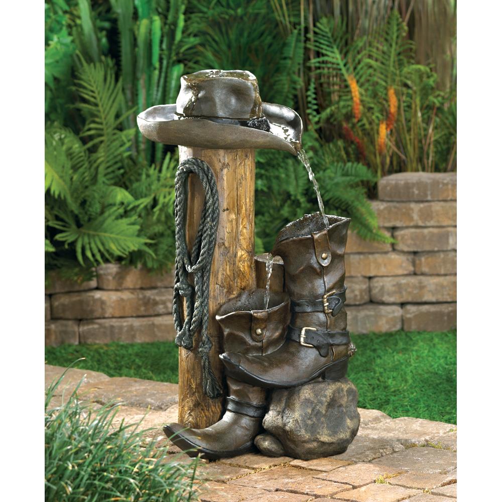Cowboy Themed Garden Fountain