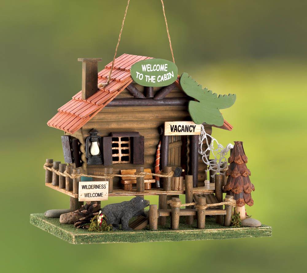 Log Cabin Wooden Decorative Bird House - Added Detailing