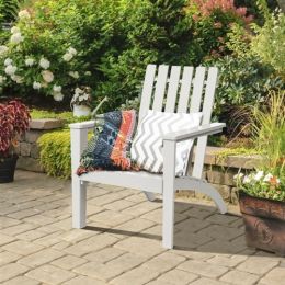 Indoor/Outdoor Acacia Wood Adirondack Lounge Armchair (Color: White)